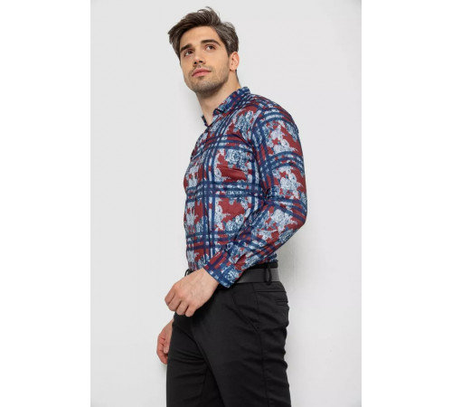 Сорочка чоловіча з принтом, колір бордовий, 214R1038