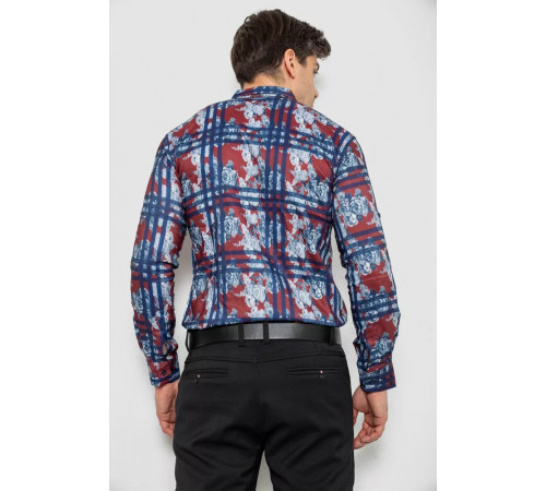 Сорочка чоловіча з принтом, колір бордовий, 214R1038
