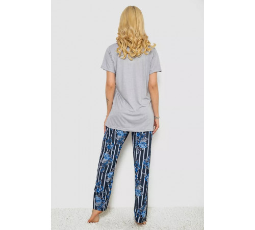 Піжама жіноча з принтом, колір сірий, 243R5886