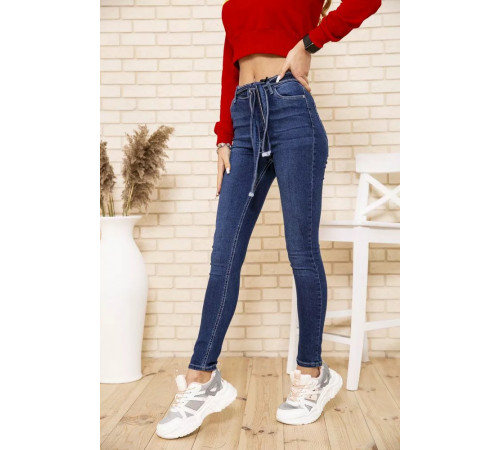 Темно-сині жіночі джинси, скінні з поясом, 164R1180-7