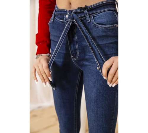 Темно-сині жіночі джинси, скінні з поясом, 164R1180-7