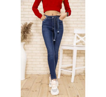 Темно-сині жіночі джинси, скінні з поясом, 164R1180-7