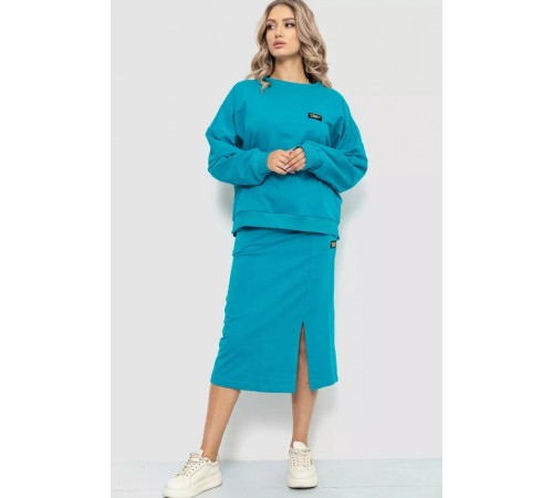 Костюм женский повседневный, цвет бирюзовый, 115R0517. Костюм женский повседневный, цвет бирюзовый, 115R0517.