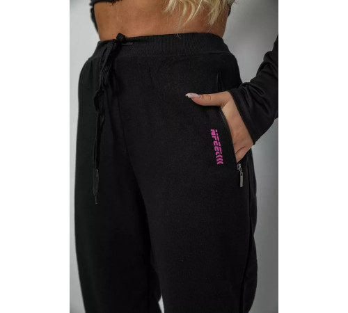 Спортивні штани жіночі на флісе, колір чорний, 244R5173