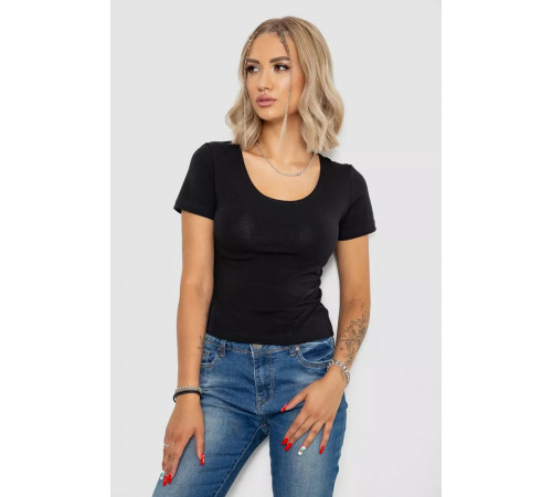 Женская футболка однотонная, цвет черный, 102R1101