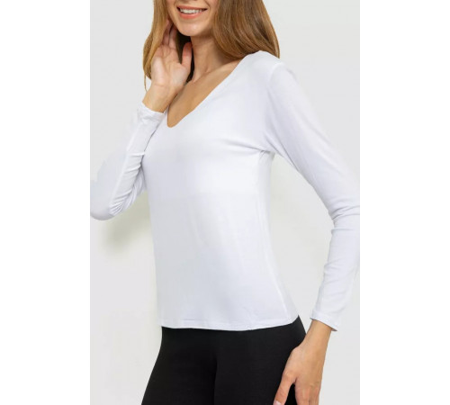 Тонкий женский лонгслив, цвет белый, 186R128.