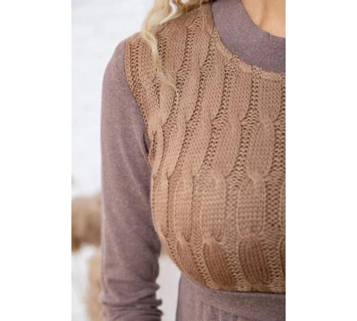 Шерстяное короткое платье, коричневого цвета, 167R076