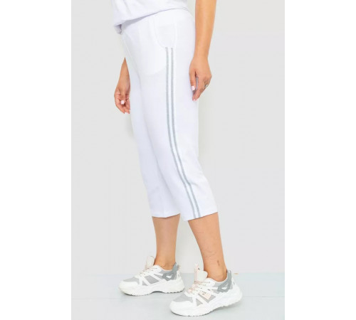 Капрі жіночі з лампасами, колір білий, 102R5174-1