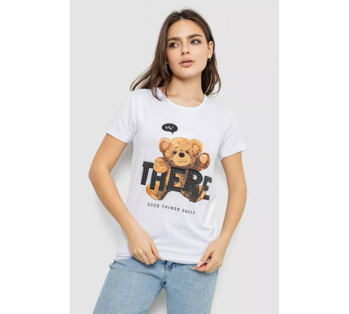 Женская футболка с принтом, цвет белый, 244R509