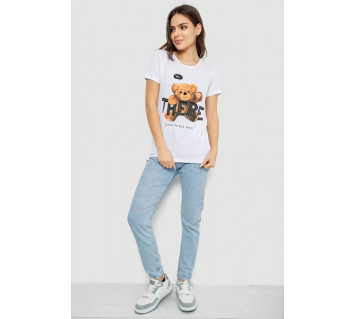 Женская футболка с принтом, цвет белый, 244R509