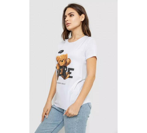Женская футболка с принтом, цвет белый, 244R509