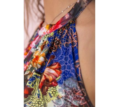 Літня сукня, синього кольору з квітчастим принтом, 167R064-5