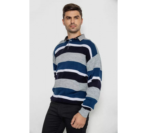 Светр-обманка чоловічий, колір сіро-синій, 161R901-2