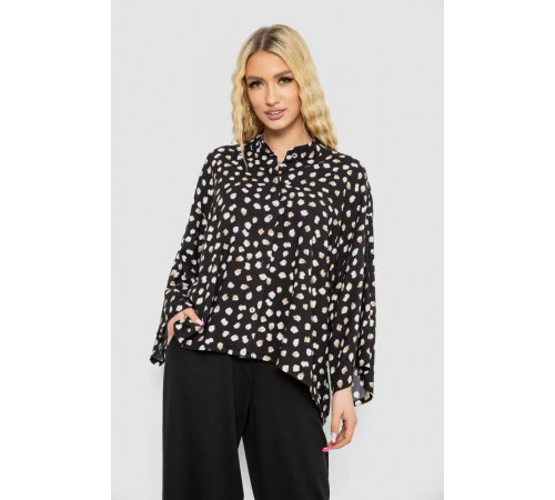 Рубашка женская свободного кроя с принтом, цвет черный, 102R5228-1.