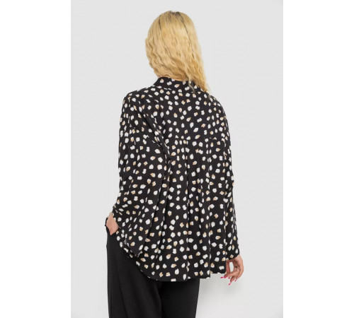 Рубашка женская свободного кроя с принтом, цвет черный, 102R5228-1.