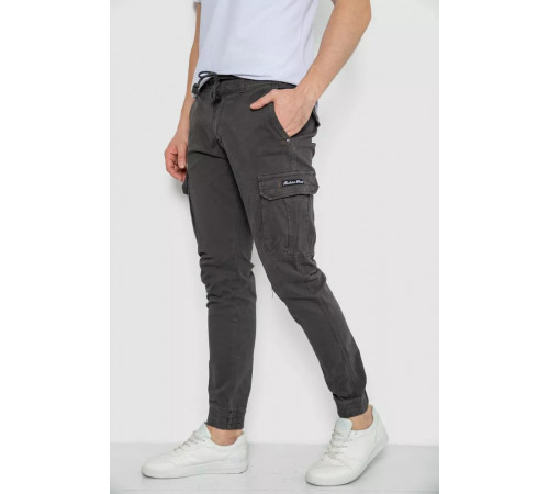 Брюки карго чоловічі на резинці, колір темно-сірий, 244R1643