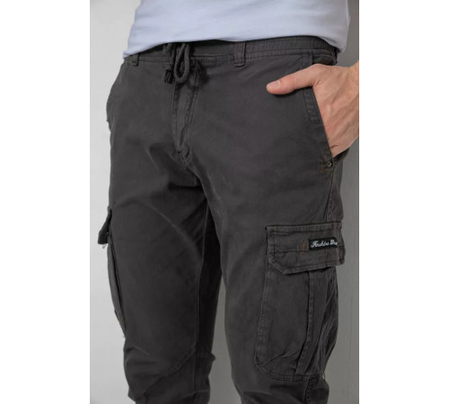 Брюки карго чоловічі на резинці, колір темно-сірий, 244R1643