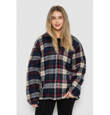 Кофта-сорочка на блискавці утеплена, колір синьо-бежевий, 244R2210