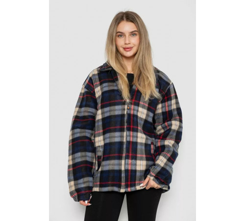 Кофта-сорочка на блискавці утеплена, колір синьо-бежевий, 244R2210