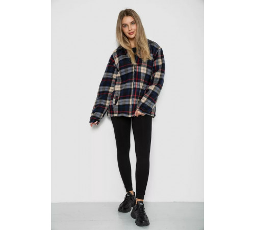 Кофта-сорочка на блискавці утеплена, колір синьо-бежевий, 244R2210