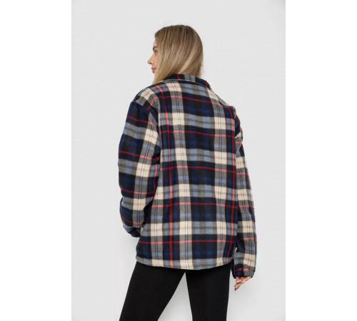 Кофта-сорочка на блискавці утеплена, колір синьо-бежевий, 244R2210