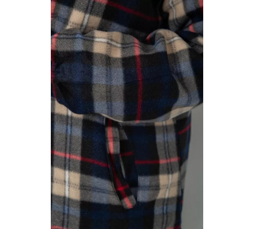 Кофта-сорочка на блискавці утеплена, колір синьо-бежевий, 244R2210