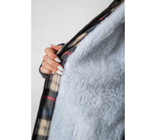 Кофта-сорочка на блискавці утеплена, колір синьо-бежевий, 244R2210