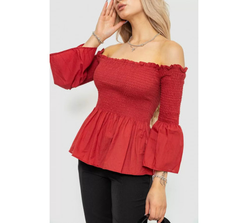 Блуза однотонна, колір теракотовий, 244R254-1