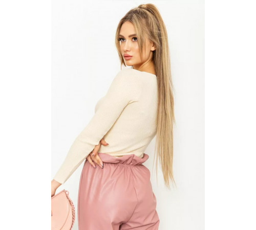 Женская кофта в рубчик, цвет кремовый, 131R122-1