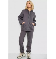 Спортивный женский костюм на флисе на молнии, цвет серый, 247R1060