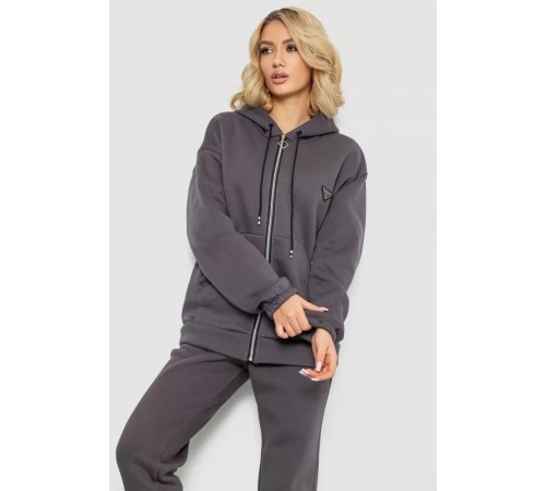 Спортивный женский костюм на флисе на молнии, цвет серый, 247R1060 Спортивный женский костюм на флисе на молнии, цвет серый, 247R1060