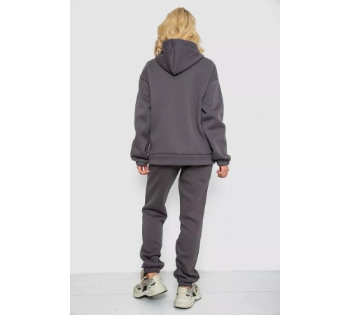 Спортивный женский костюм на флисе на молнии, цвет серый, 247R1060 Спортивный женский костюм на флисе на молнии, цвет серый, 247R1060