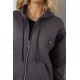 Спортивный женский костюм на флисе на молнии, цвет серый, 247R1060
