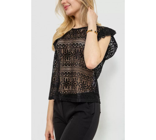 Блуза гіпюрова, колір чорний, 244R093