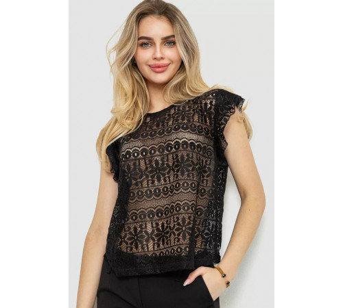 Блуза гіпюрова, колір чорний, 244R093