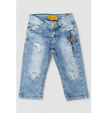 Капри джинсовые для девочек, цвет темно-голубой, 247R1604