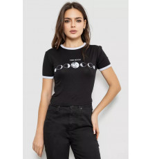 Футболка-топ женская с принтом, цвет черный, 244R614
