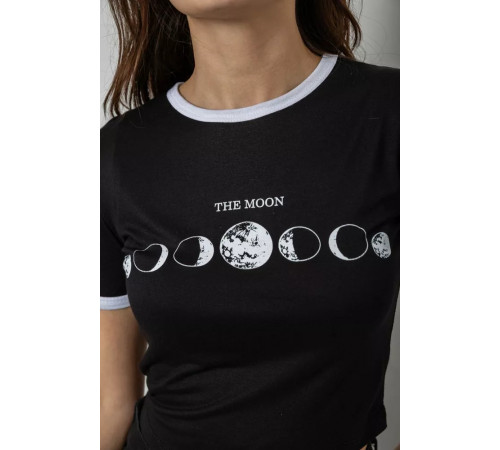 Футболка-топ жіноча з принтом, колір чорний, 244R614