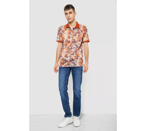 Поло мужское с принтом, цвет терракотовый, 247R308
