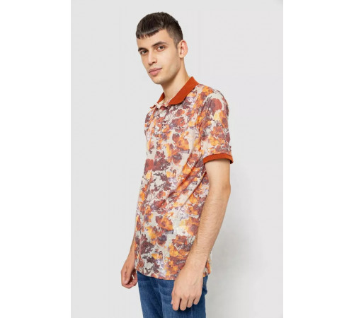 Поло мужское с принтом, цвет терракотовый, 247R308