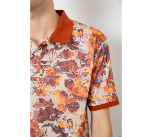Поло мужское с принтом, цвет терракотовый, 247R308