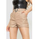 Шорти жіночі класичні екошкіра, колір бежевий, 190R003-5