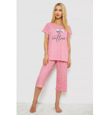 Піжама жіноча з принтом, колір рожевий, 243R7062