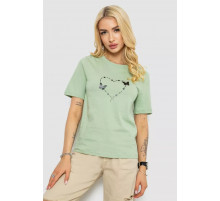 Женская футболка с принтом, цвет оливковый, 241R125.