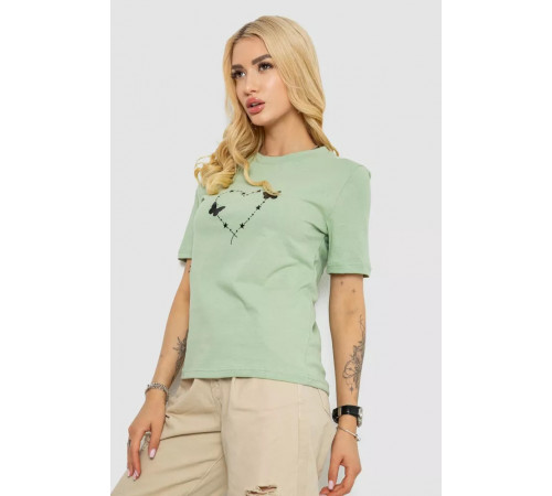 Женская футболка с принтом, цвет оливковый, 241R125.