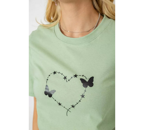 Женская футболка с принтом, цвет оливковый, 241R125.