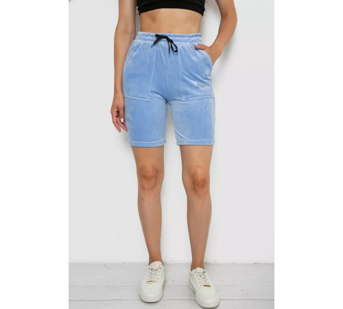 Шорты женские велюровые, цвет голубой, 238R58169-2.