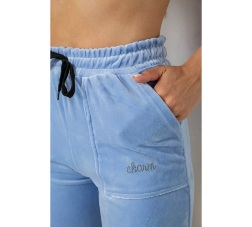 Шорты женские велюровые, цвет голубой, 238R58169-2.