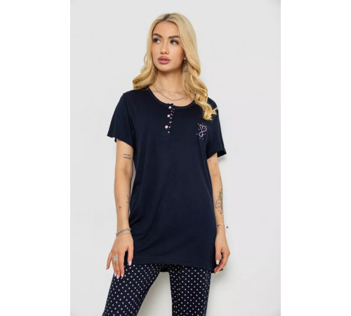 Піжама жіноча з принтом, колір синій, 243R7082