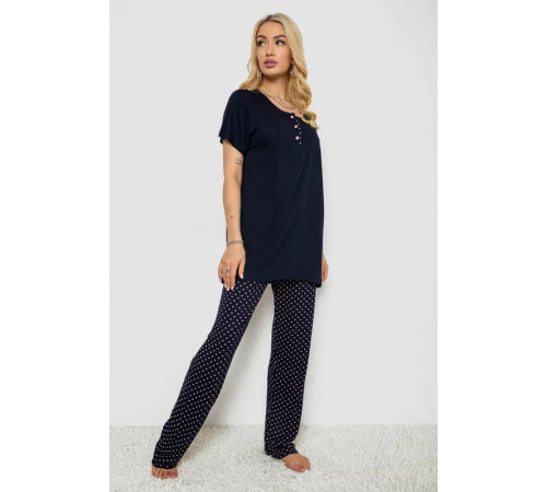 Піжама жіноча з принтом, колір синій, 243R7082